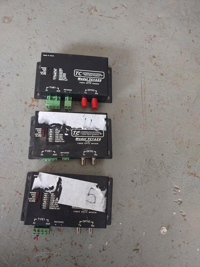 Used TC Communications Fiber Optic Modems TC1620-01-ST-1-12 - Lot of 4