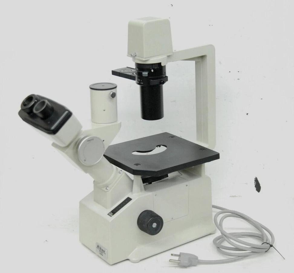 Used Nikon TMS- F Inverted Trinocular Microscope W/ 4x Objective - Read Description