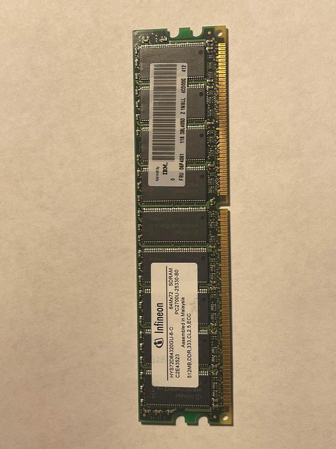 Used Infineon HYS72D64320GU-6-C 512MB 184pin DDR333 2.5V ECC UDIMM CL2.5