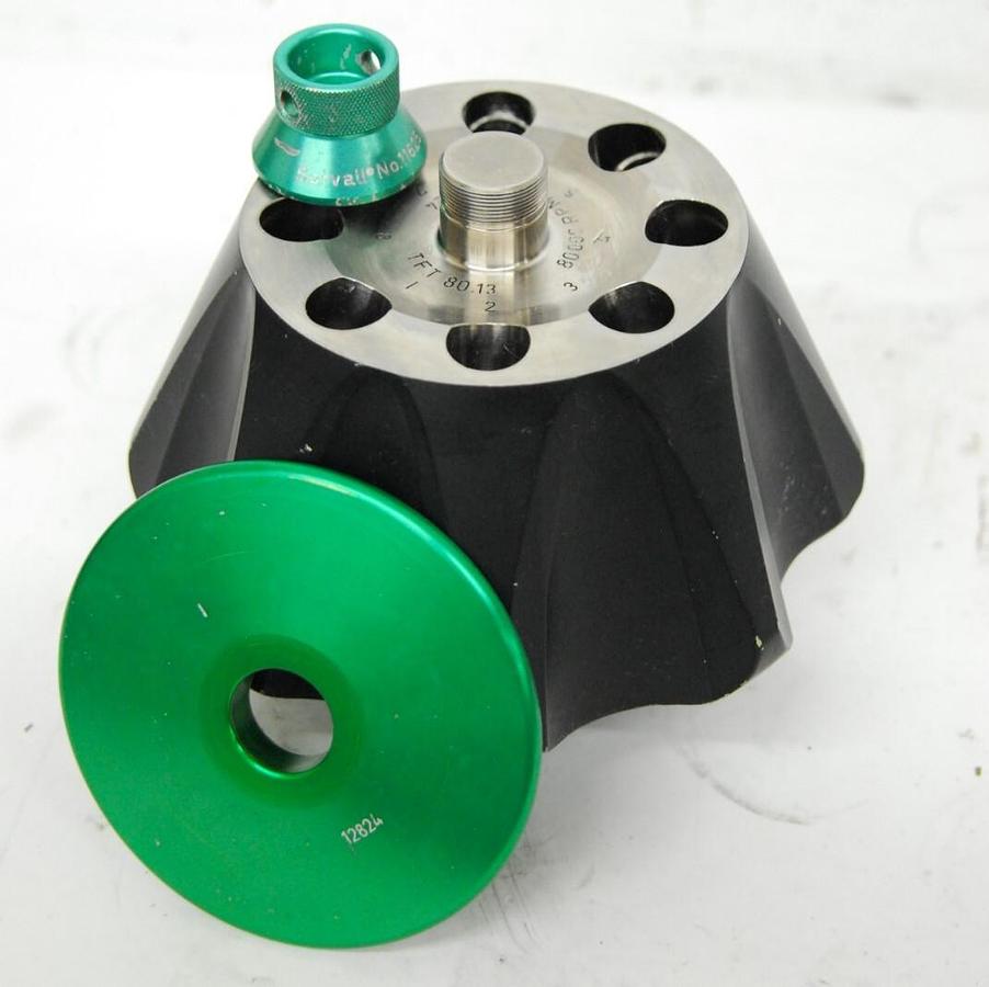 Used Sorvall TFT-80.13 Fixed Angle Centrifuge Rotor 80000 RPM 8-Slot Titanium W/ Lid