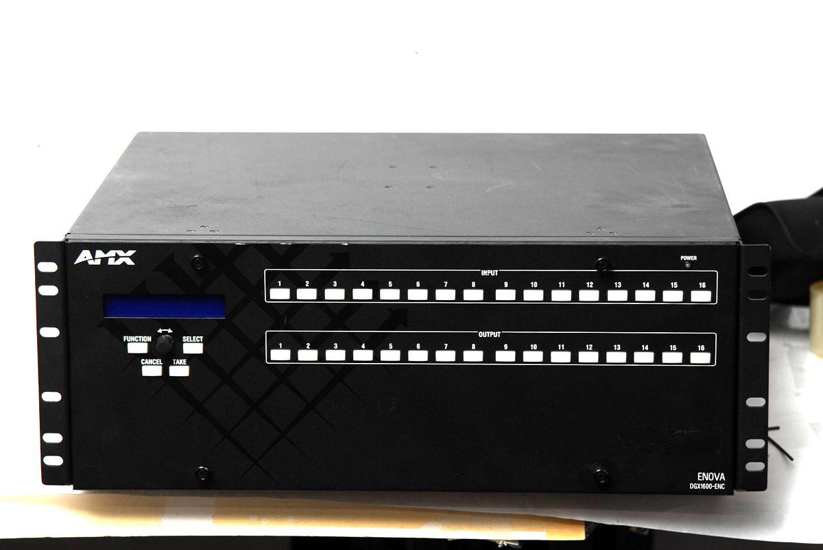Used AMX Enova DGX1600-ENC Digital Media Switcher With 3 DGX-I-DXL,4 DGX-I-HDMI Cards