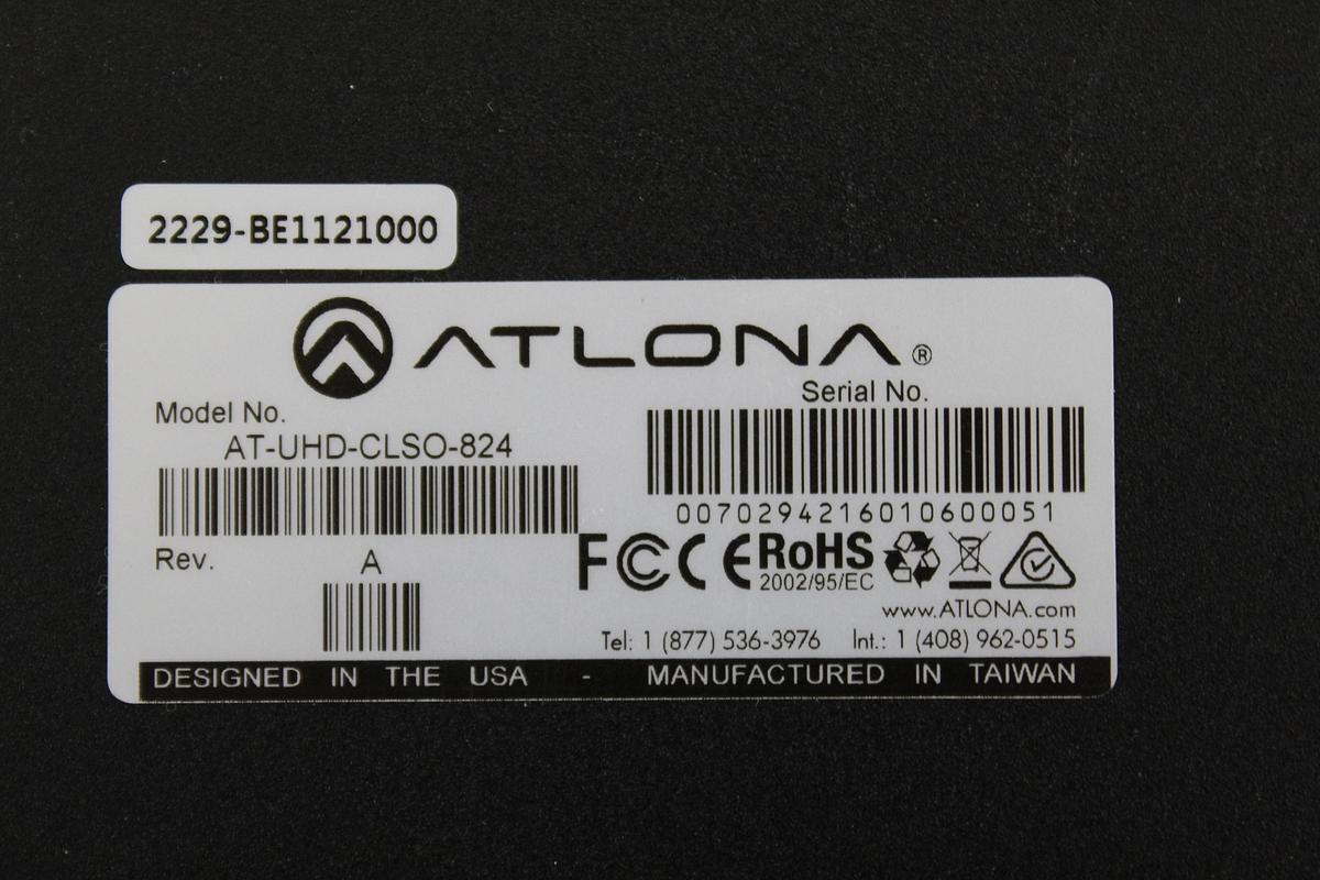 Used Atlona AT-UHD-CLSO-824 8x2 Multi-Format Matrix Switcher 4K