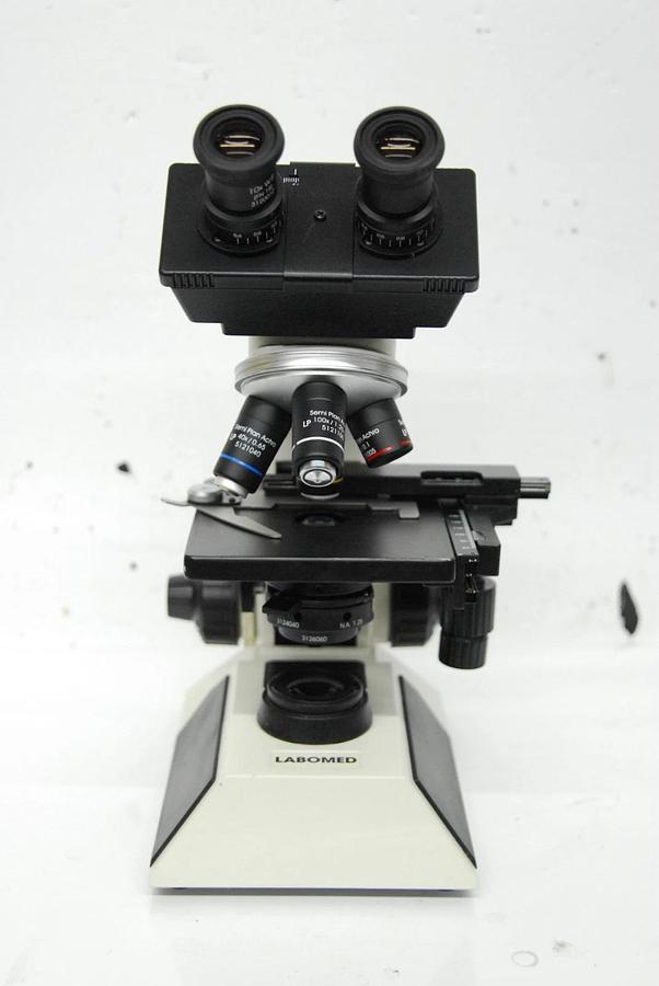 Used Labomed CX L Binocular Microscope W/ 4/10/40/100x Semi Plan Achro Objectives