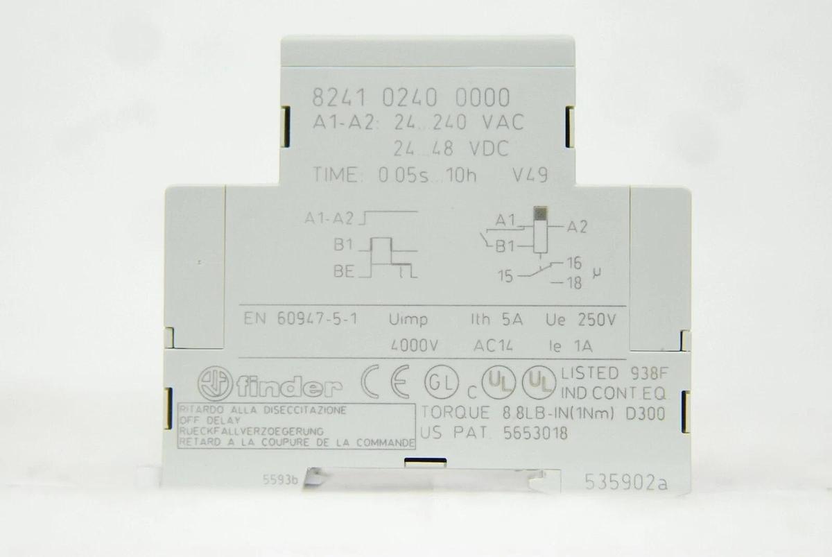 Used Finder Type 82.41 (8241 0241 0000) 35mm Rail Mount Timer - 24-240VAC, 5A