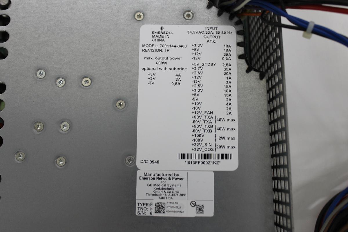 Used GE/Emerson KTI300426 7001144-J400 Rev 1K Secondary Power Supply - Voluson E6/E8