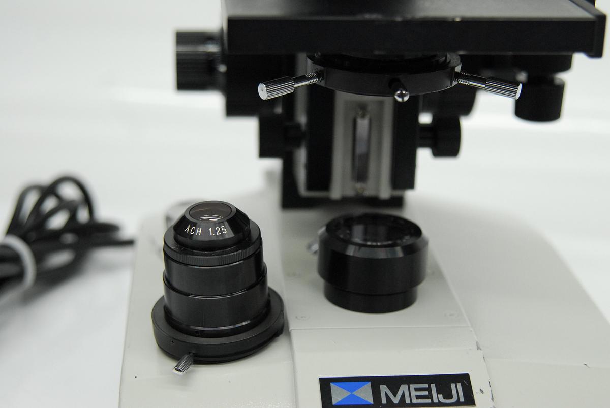 Used Meiji ML2000 Binocular Compound Microscope W/ S.FlatField 4/10/40/100 Objectives