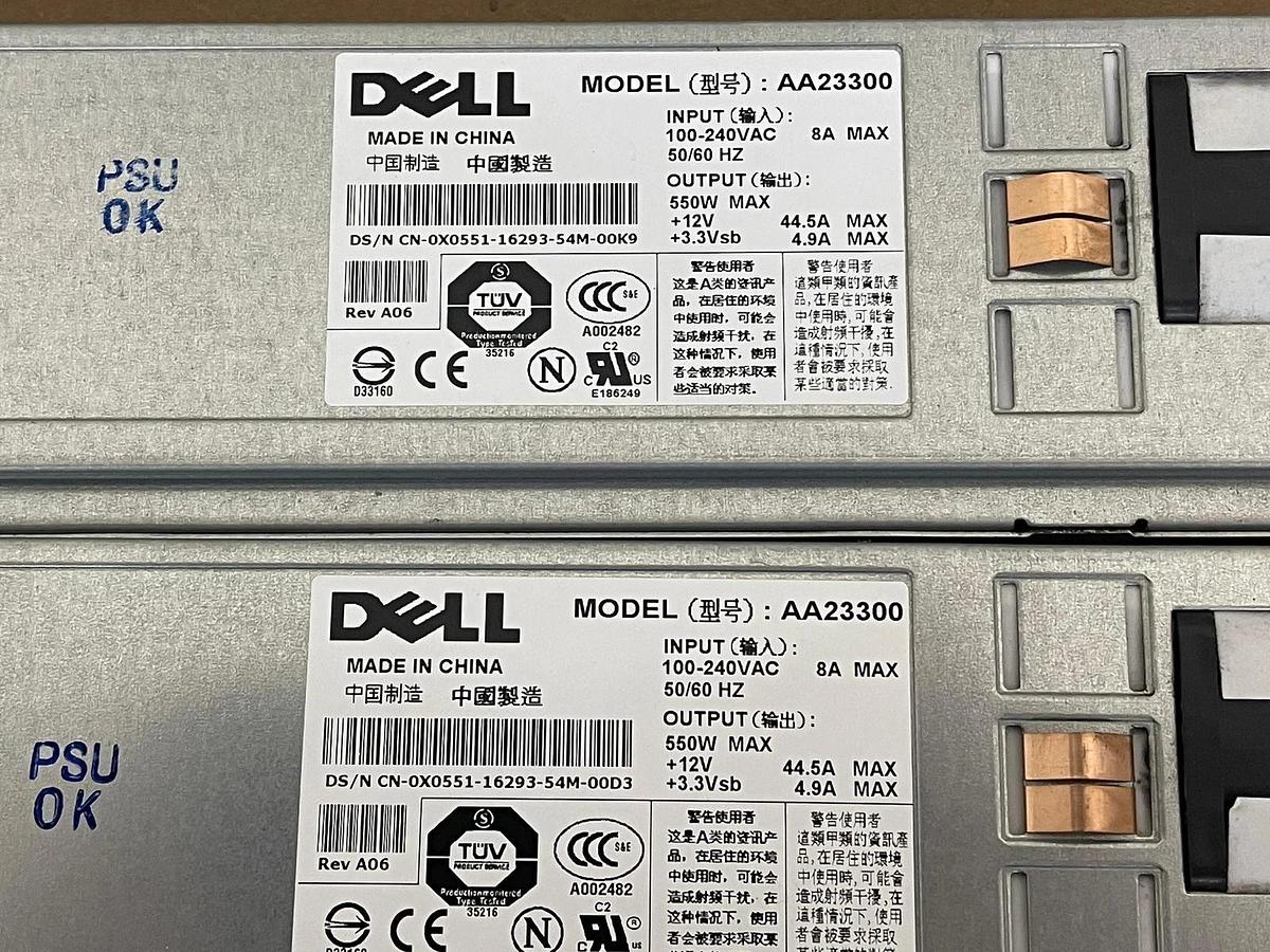 Used Dell X0551 Poweredge 1850 Power Supply AA23300 550w - LOT OF 2