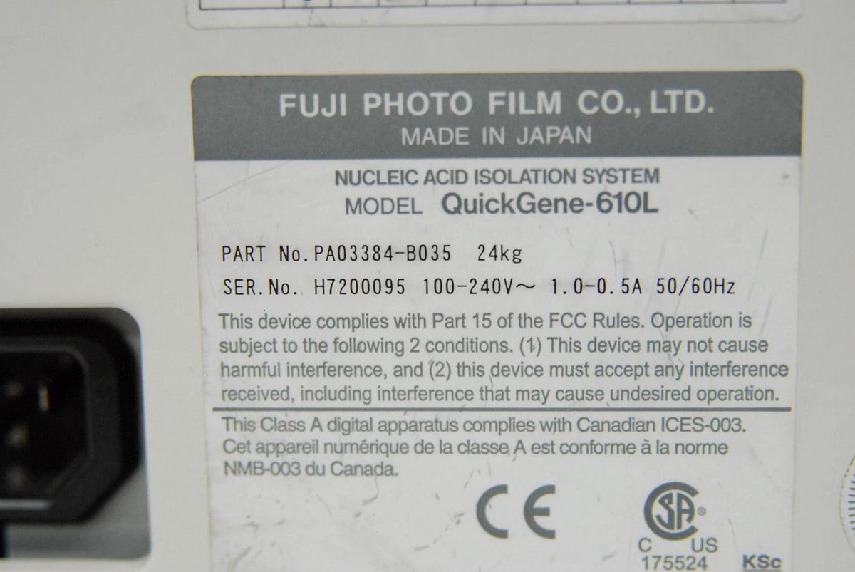 Used FUJIFILM Kurabo PA03384-B035 QuickGene-610L Nucleic Acid Isolation System
