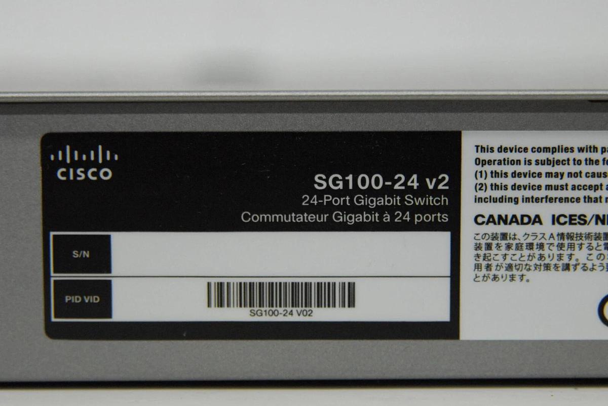 Used Cisco SG100-24 v2 24-Port Gigabit Switch Unmanaged