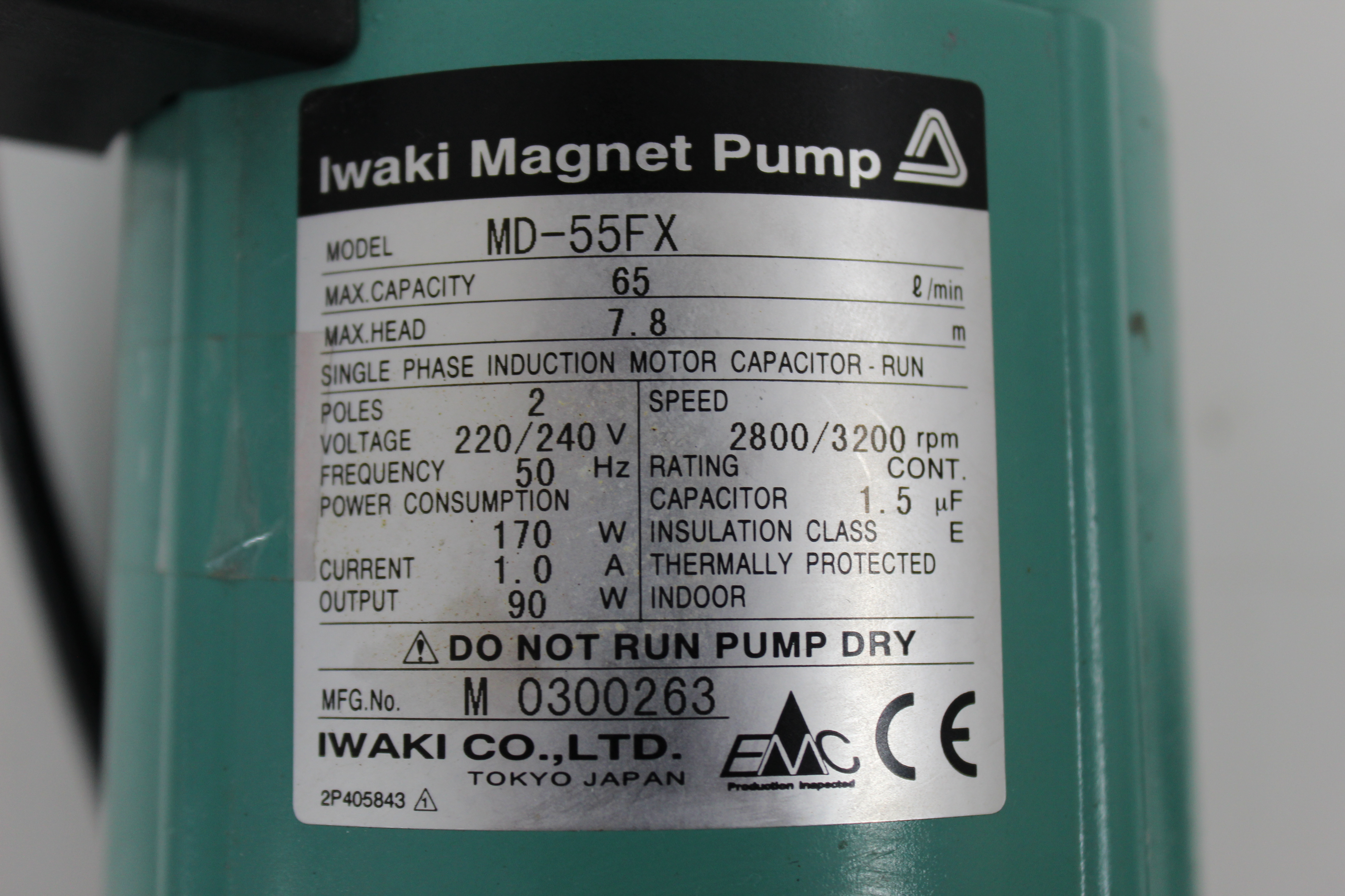 Used Iwaki MD-55FX Magnetic Drive Centrifugal Pump 220/240V