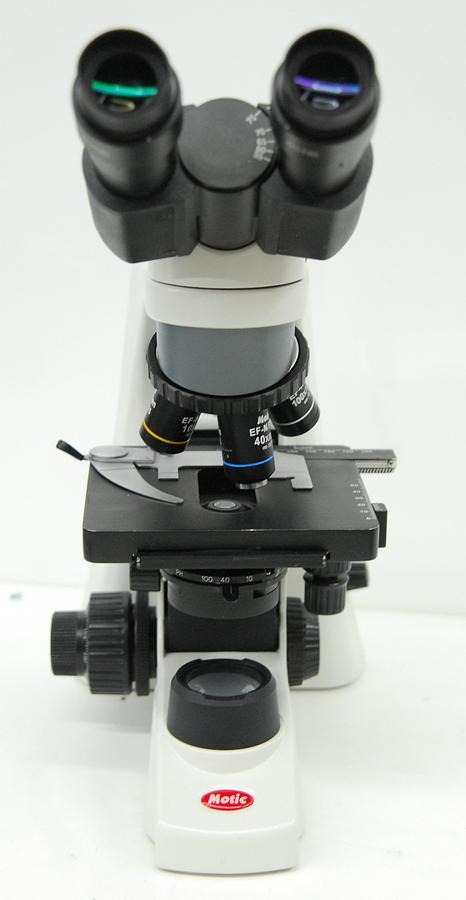 Used Motic BA210 Binocular Microscope W/ EF-N Plan 4/10/40/100 Objectives