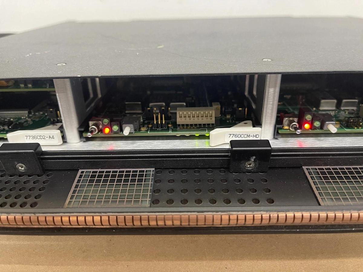 Used Evertz 7701 1RU Multiframe /W 7711UC-HD, 7760CCM-HD, 7736CD2-A4 Cards