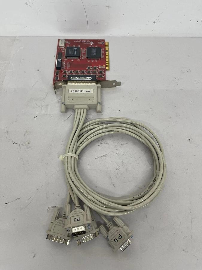 Used Comtrol 5000004 RocketPort PCI RS422 Plug-In Board Card /W Cable 23955-01