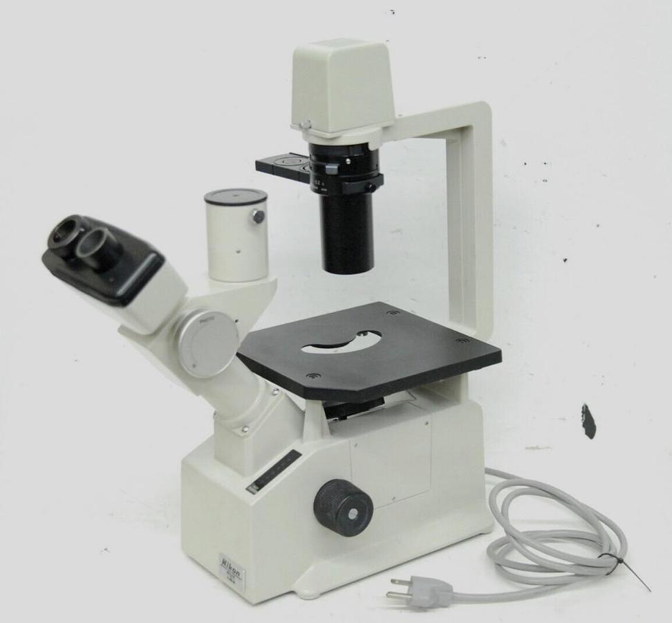 Used Nikon TMS- F Inverted Trinocular Microscope W/ 4x Objective - Read Description
