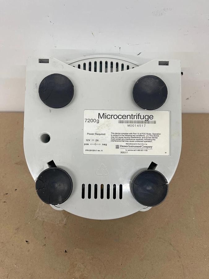 Used Fisher Scientific MicroV Microcentrifuge 7200g W/ Power Adapter, Rotor