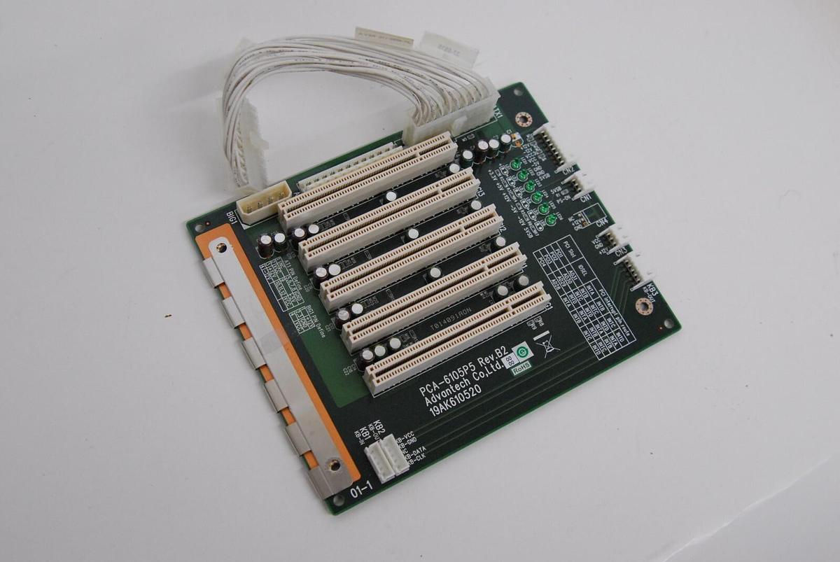 Used Advantech PCA-6105P5 Rev.B2 5-Slot Single Segment PCI Passive Backplane