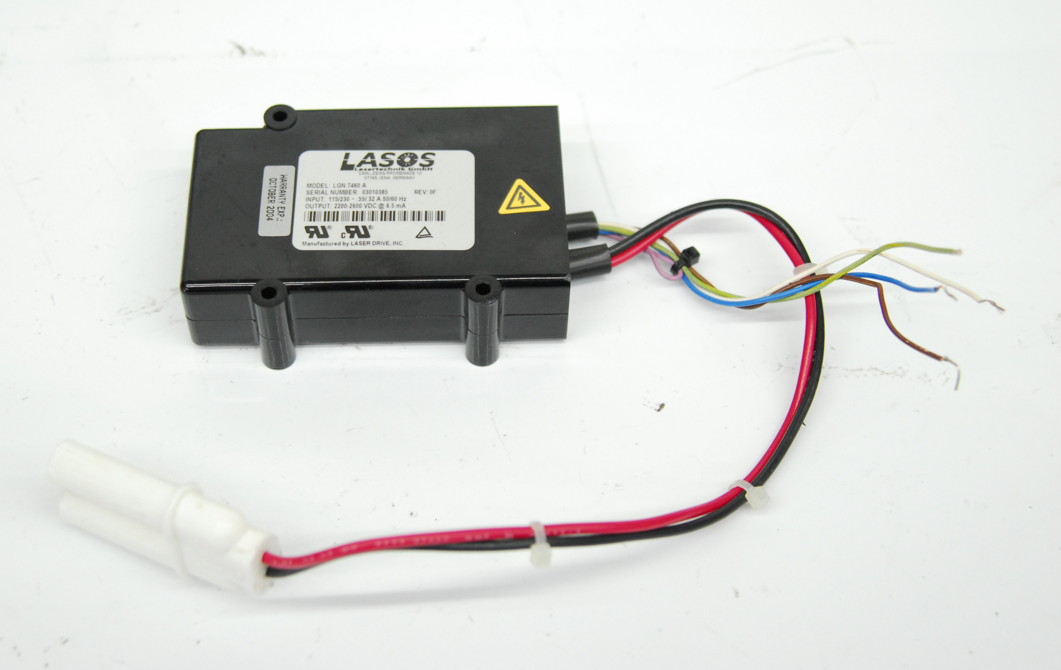Used Lasos LGK 7786 P He-Ne 543nm Laser Tube Head (Green) w/ LGN 7460 A Power Supply