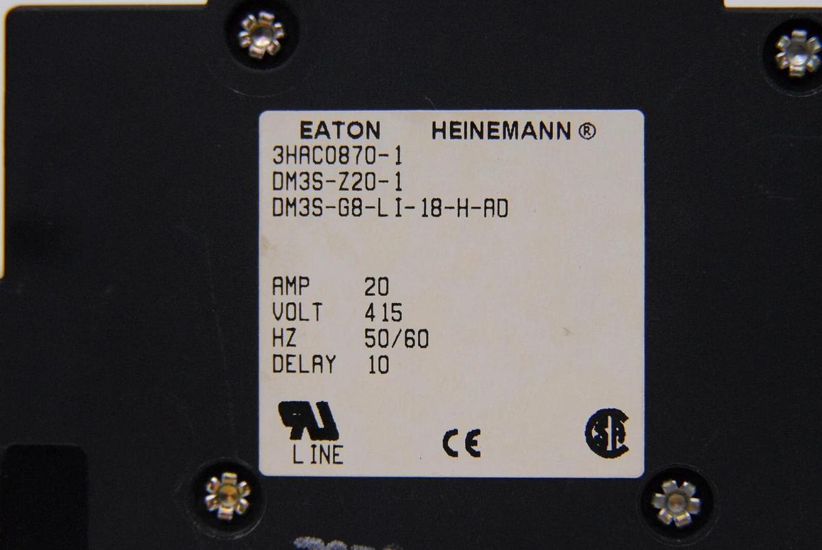 Used Eaton Heinemann 3HAC0871-1 DM3S-Z21-1 Circuit Breaker 20A/250V