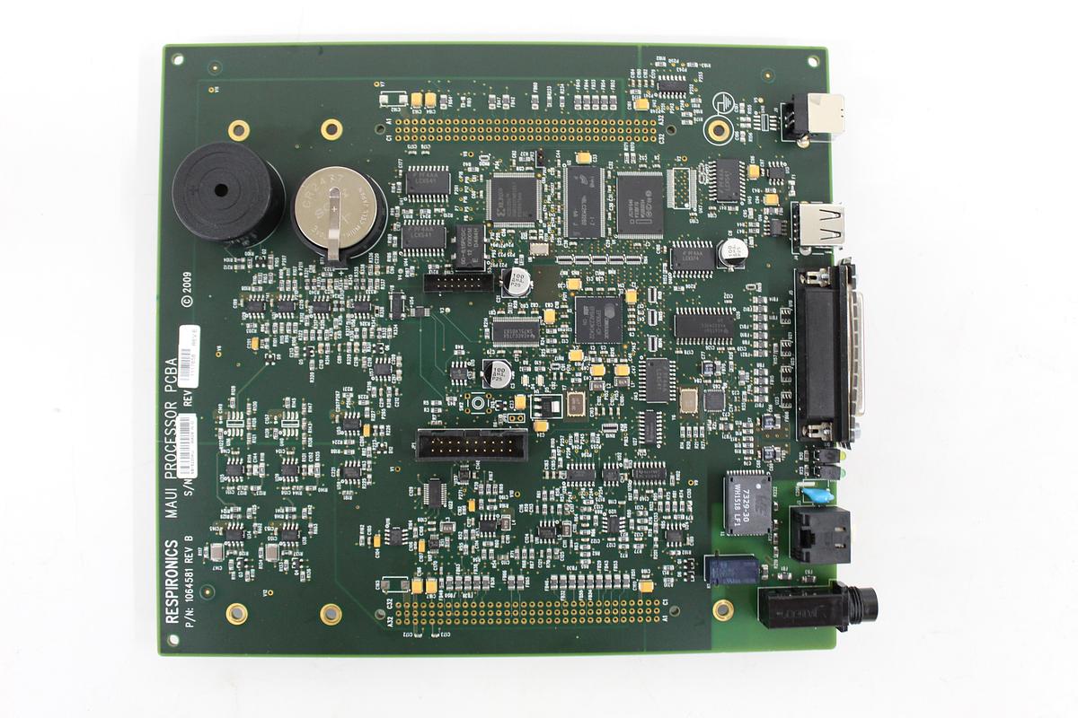 Used Philips P/N 1064581 Rev B Respironics Maui Processor PCBA 1117658 Rev E