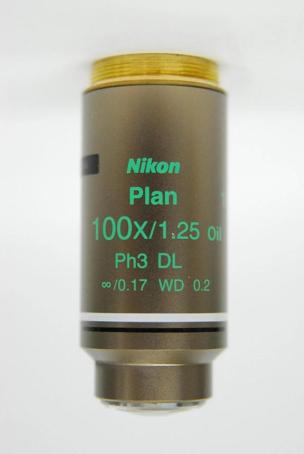 Used Nikon Plan 100x/1.25 Oil Ph3 DL Infinity ∞/0.17 WD 0.2 100x Microscope Objective