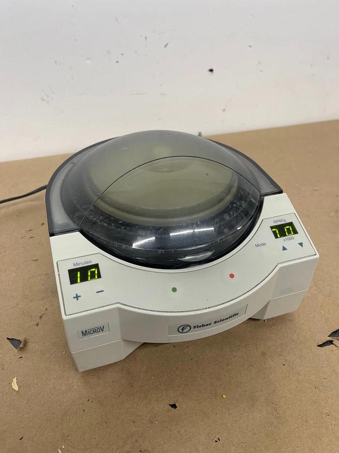 Used Fisher Scientific MicroV Microcentrifuge 7200g W/ Power Adapter, Rotor
