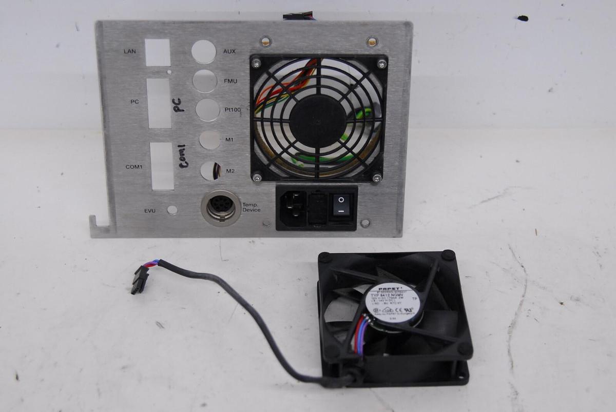 Used Anton Paar MCR 501 I/O Shield W/ Power/Temp Device Plugs, Papst 8412 NGMV Fan