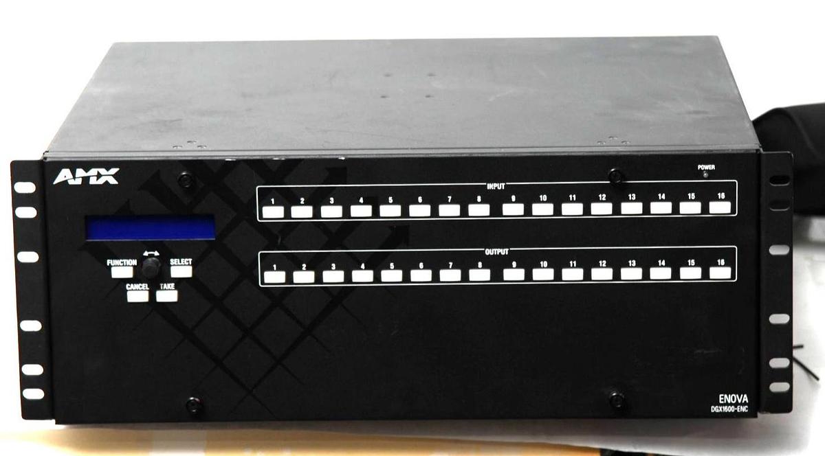 Used AMX Enova DGX1600-ENC Digital Media Switcher With 3 DGX-I-DXL,4 DGX-I-HDMI Cards