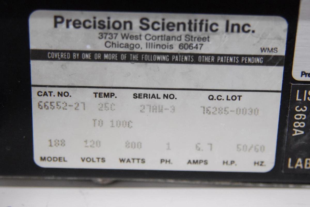 Used Precision 188 Dual Chamber Water Bath (66552-27) - TESTED