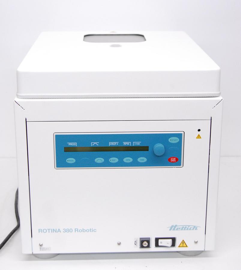 Used Hettich ROTINA 380 Robotic Automated Benchtop Centrifuge W/ 3722-R Rotor, 3730-R/2 Buckets