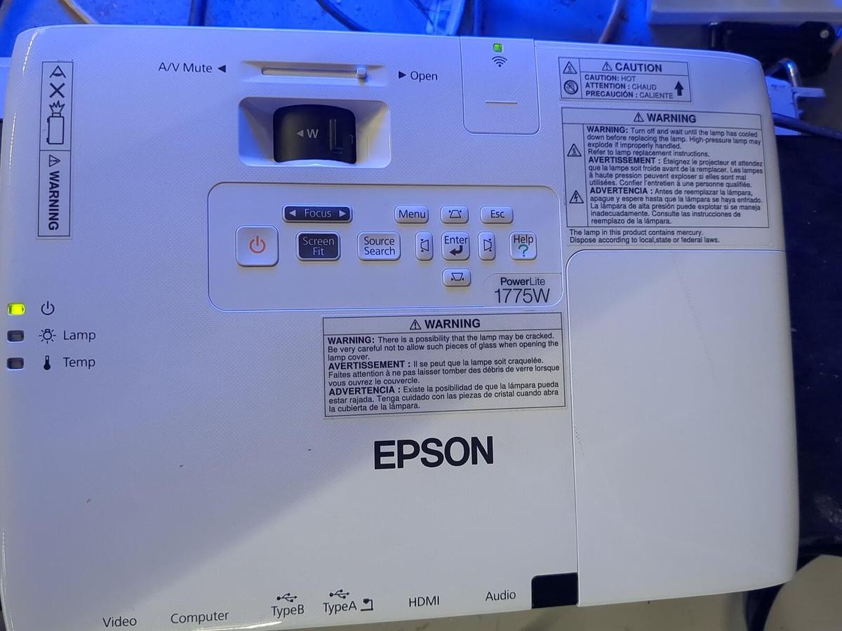 Used Epson Powerlite 1775 Wide Multimedia Projector Model # H363A, for parts