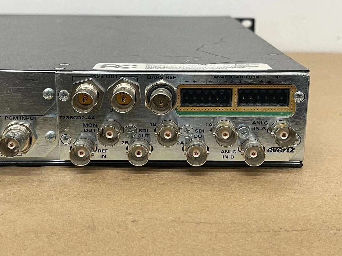 Used Evertz 7701 1RU Multiframe /W 7711UC-HD, 7760CCM-HD, 7736CD2-A4 Cards