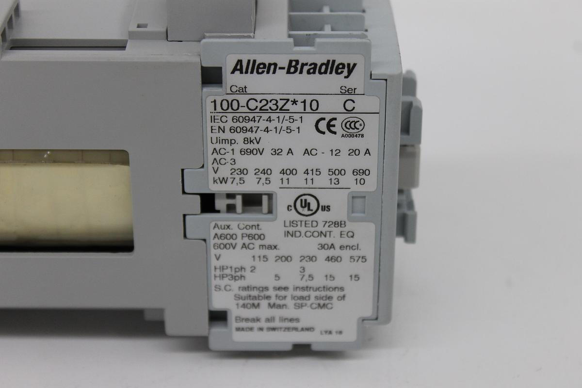 Used Allen Bradley 100-C23Z*10 Ser C IEC Contactor 23A 3-Pole 24VDC Coil LOT OF 2