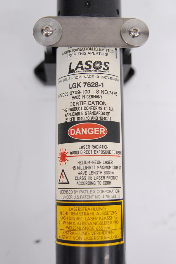 Used Lasos LGK 7628-1 He-Ne 633nm Laser Tube Head (Red) w/ LGN 7460 A Power Supply