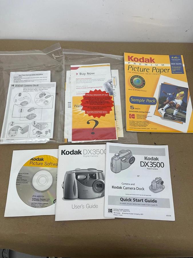 Used Kodak EasyShare DX3500 2.2MP Digital Camera W/ Dock and Accessories 41778356425
