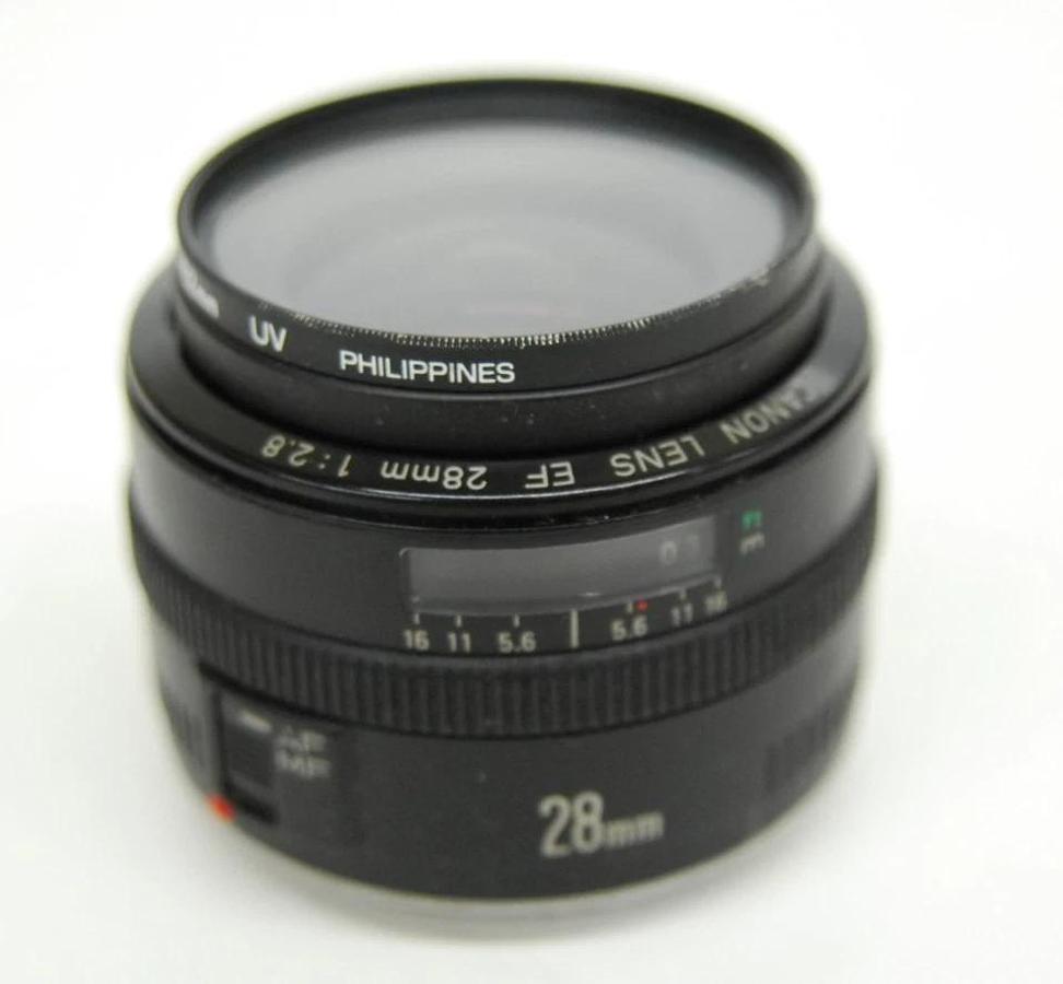 Used Canon EF 28mm 1:2.8 EOS Lens W/ HOYA 52mm UV Filter