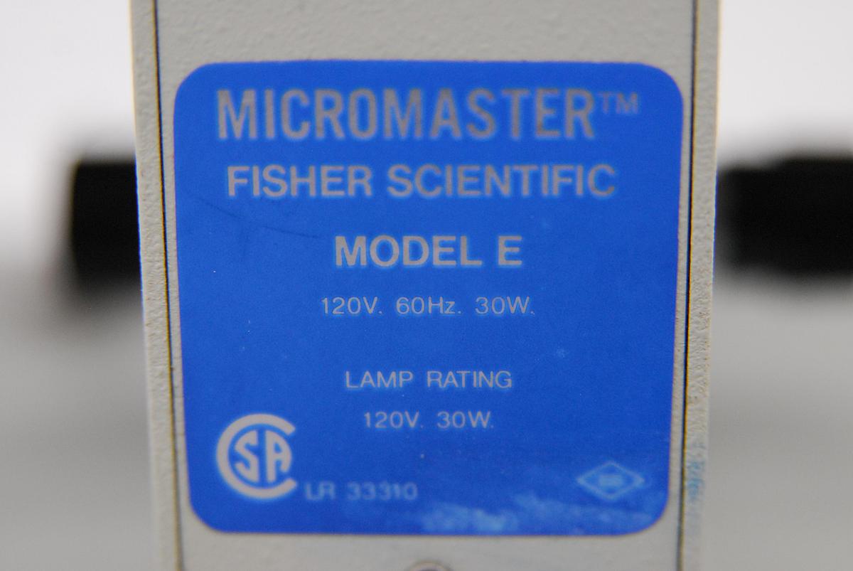 Used Fisher Scientific Micromaster Model E Microscope W/ 4/10/40/100x Objectives