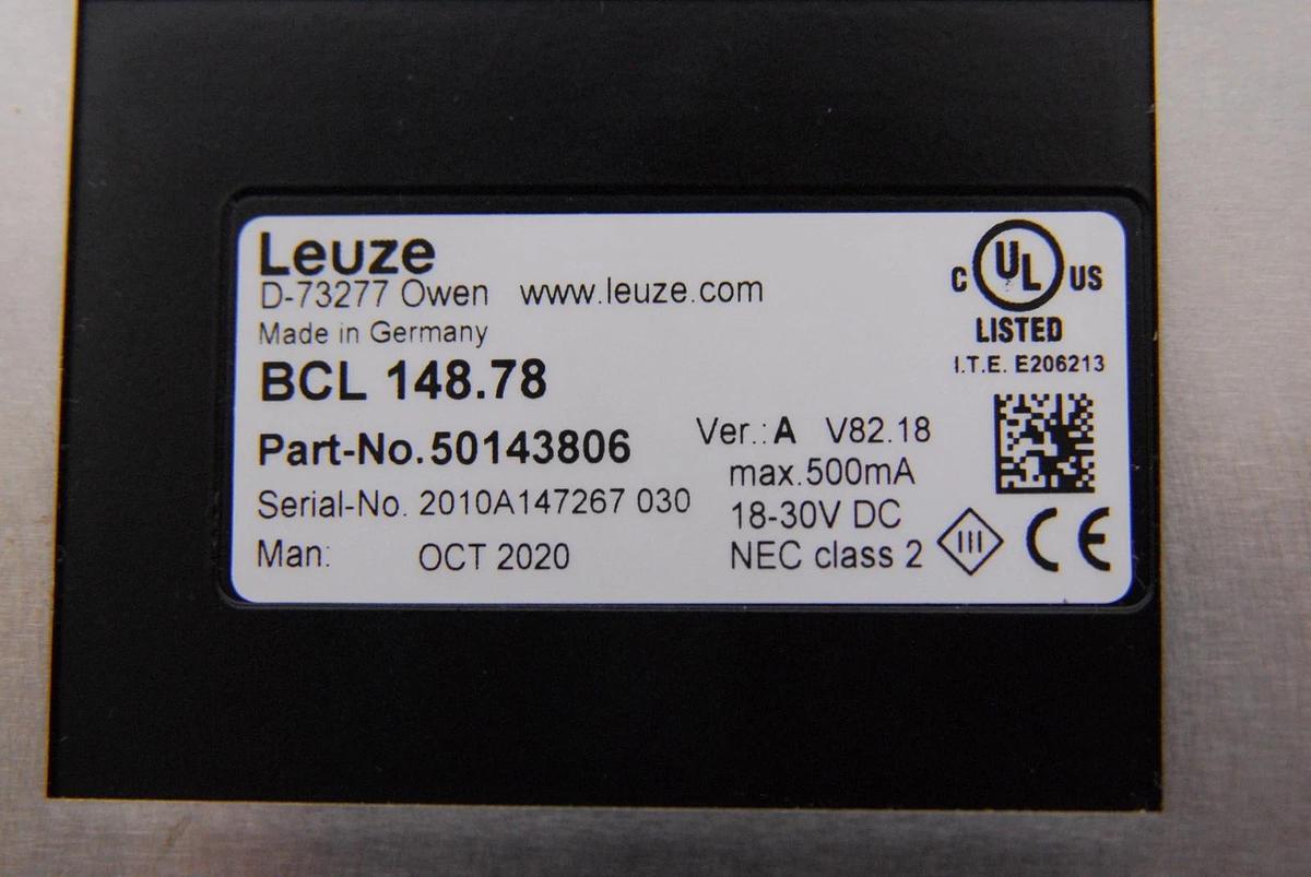 Used Leuze BCL 148.78 (50143806) Laser Barcode Reader Scanner