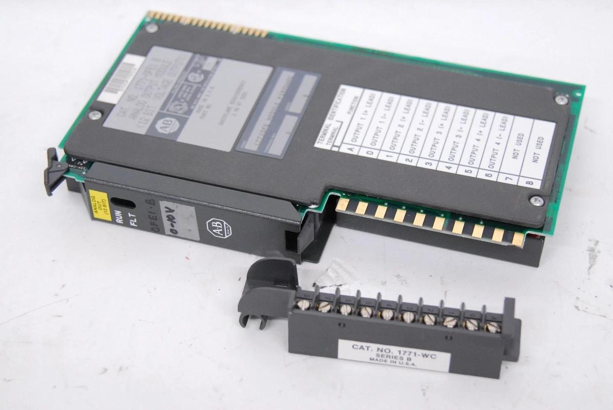 Used Allen-Bradley 1771-OFE1 B Analog Output Module (12 Bit) /W 1771-WC Wiring Arm