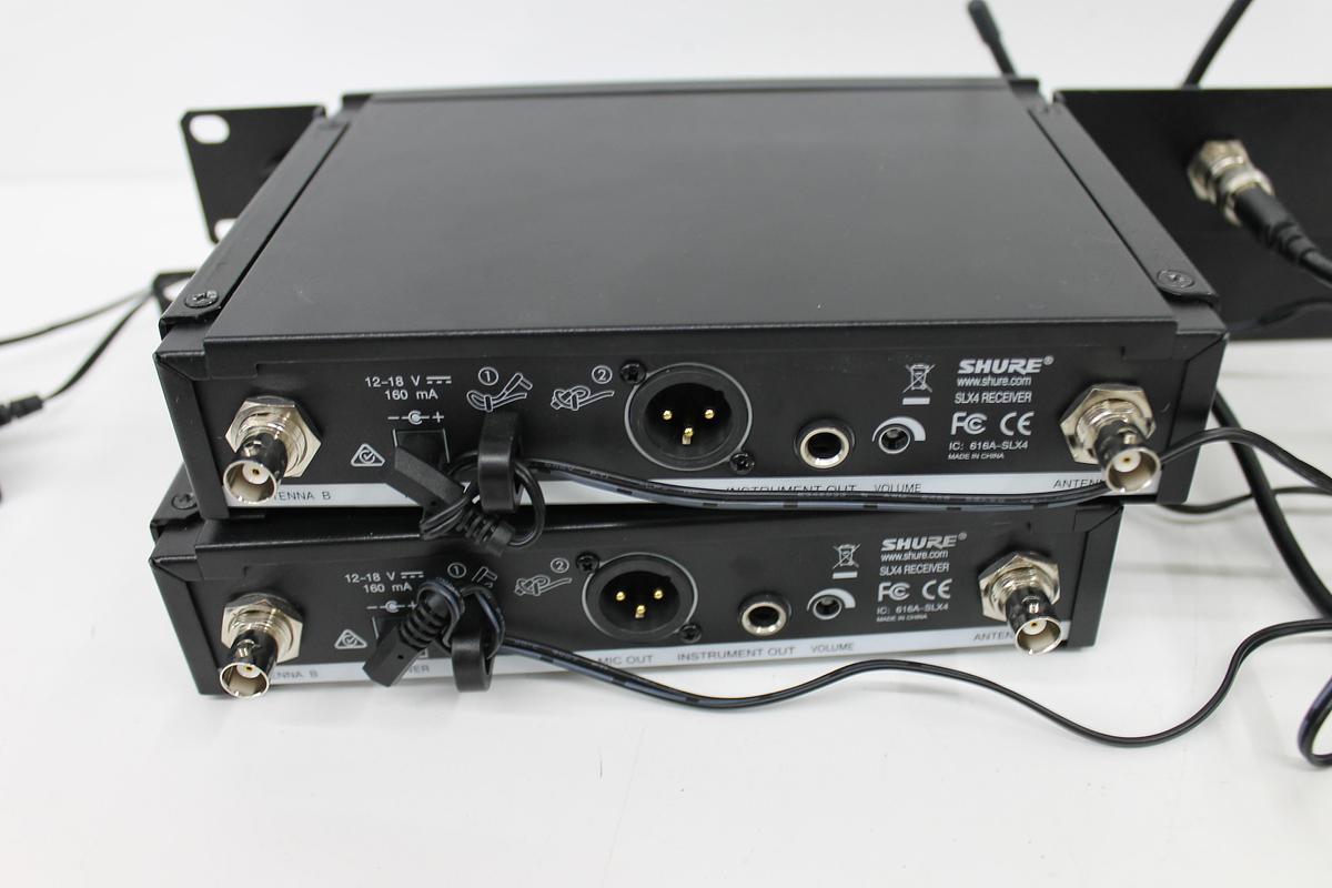 Used Set of 2x Shure SLX4 Wireless Receiver w/ 2x SLX2 Microphones