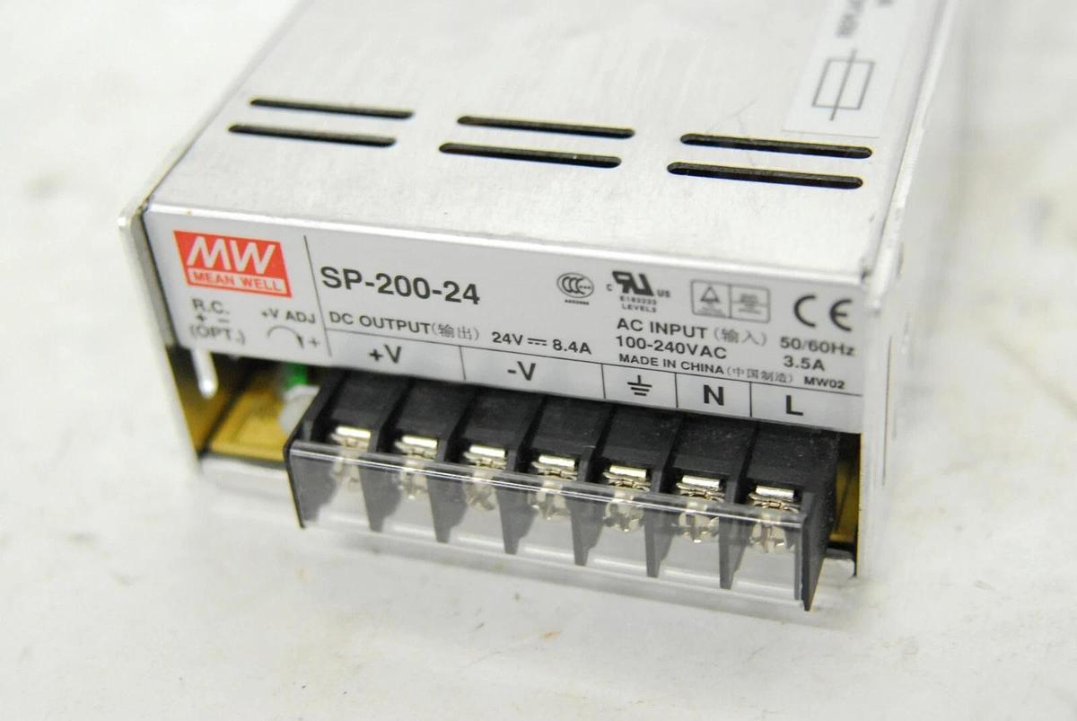 Used Mean Well SP-200-24 200W Single Output Power Supply (24V 8.4A 100-240VAC)