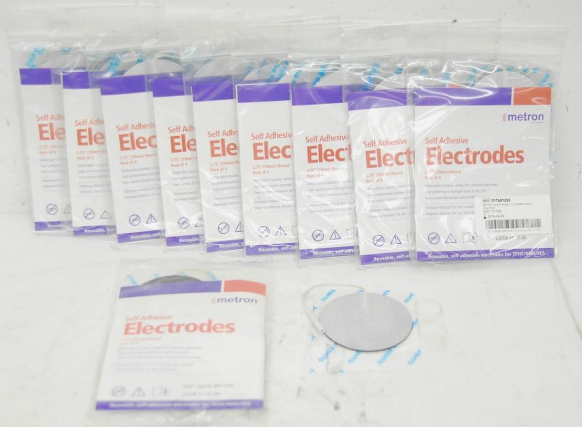 Used Metron 566582 70mm 2.75" Self Adhesive Cloth Electrodes - Lot of 10
