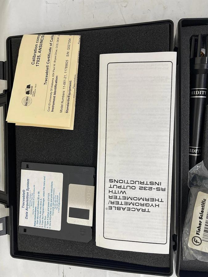 Used Fisher Scientific 11-661-21 Humidity Meter W/ Case, and Accessories