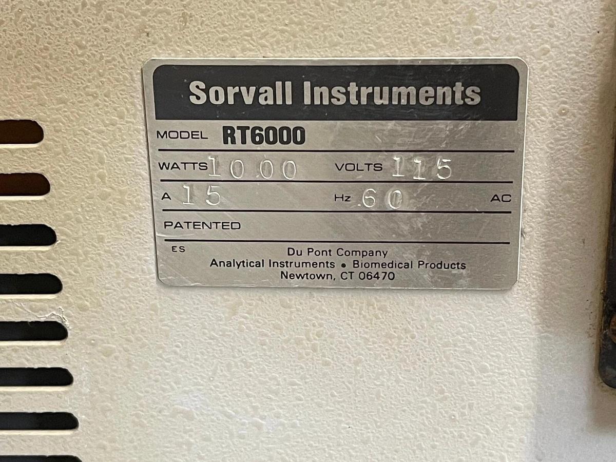 Used Sorvall Instruments RT6000 Refrigerated Centrifuge W/ Rotor, Buckets, Inserts