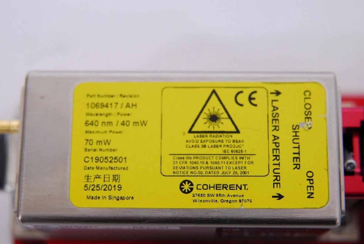 Used Coherent 1069417/AH 640nm 40mW CUBE Laser Module W/ Power Supply/Control Box
