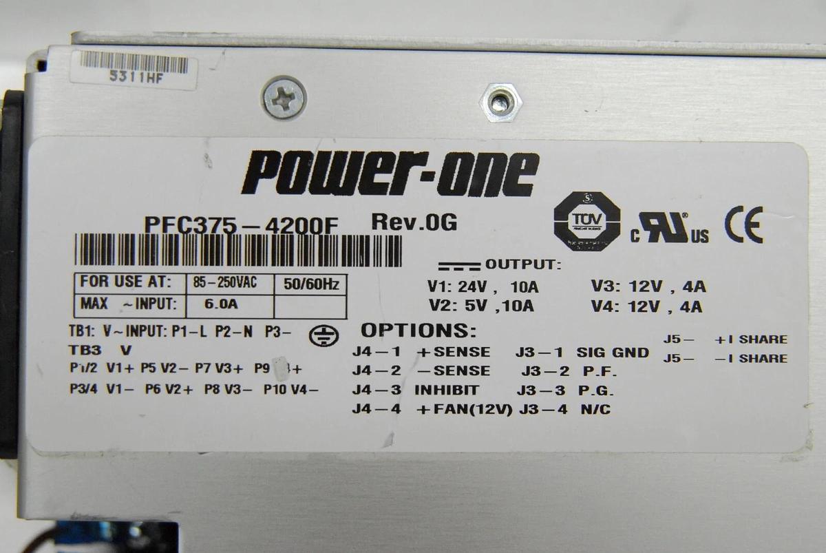 Used Power-One PFC375-4200F Power Supply 85-250VAC 50/60Hz 6.0A 5/12/24V