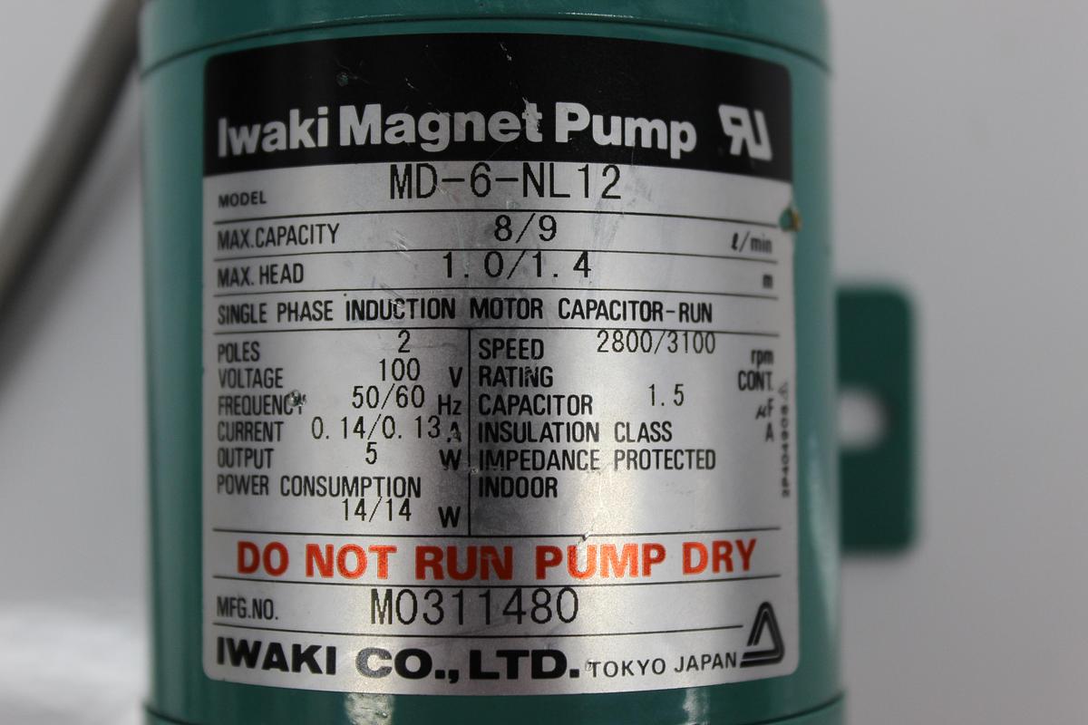 Used Iwaki Magnet Pump MD-6-NL12 Single Phase 100V 0.14A 5W