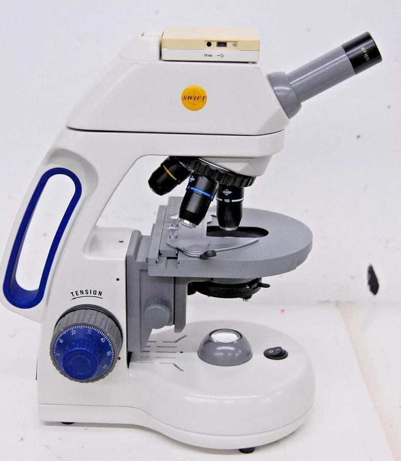 Used Swift M10 Microscope W/ Built in Camera/LCD, 4 Objectives - WORKS GREAT