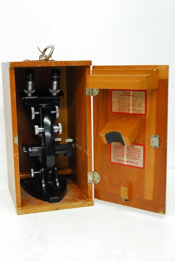 Used Vintage Bausch & Lomb Binocular Microscope W/ 43x/97x Obj/Case/WF 10X Eyepieces