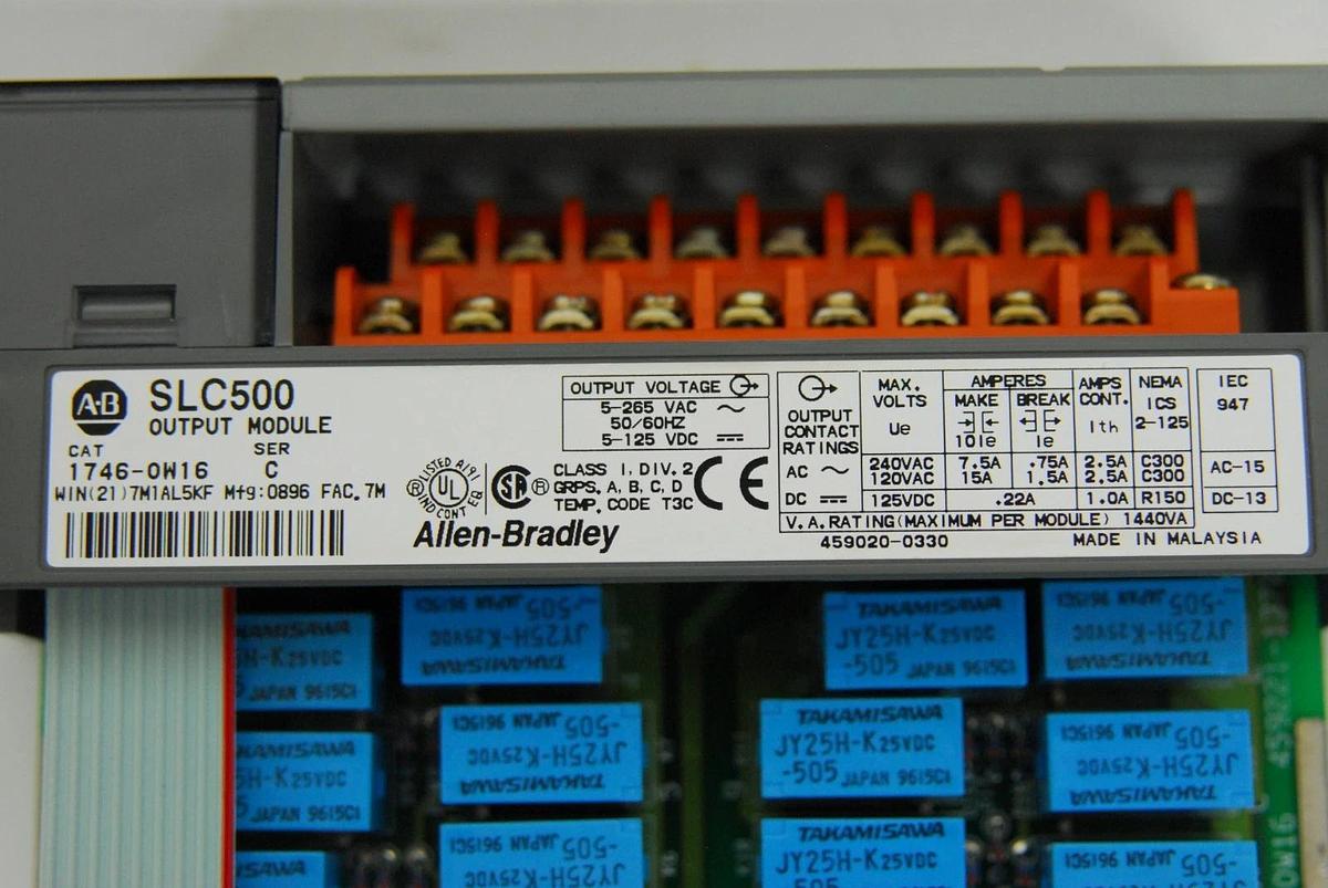 Used AB SLC 500 1746-A4 4-Slot Rack, 1747-L511 CPU, 1746-IA16, 1746-OW16, 1746-P1