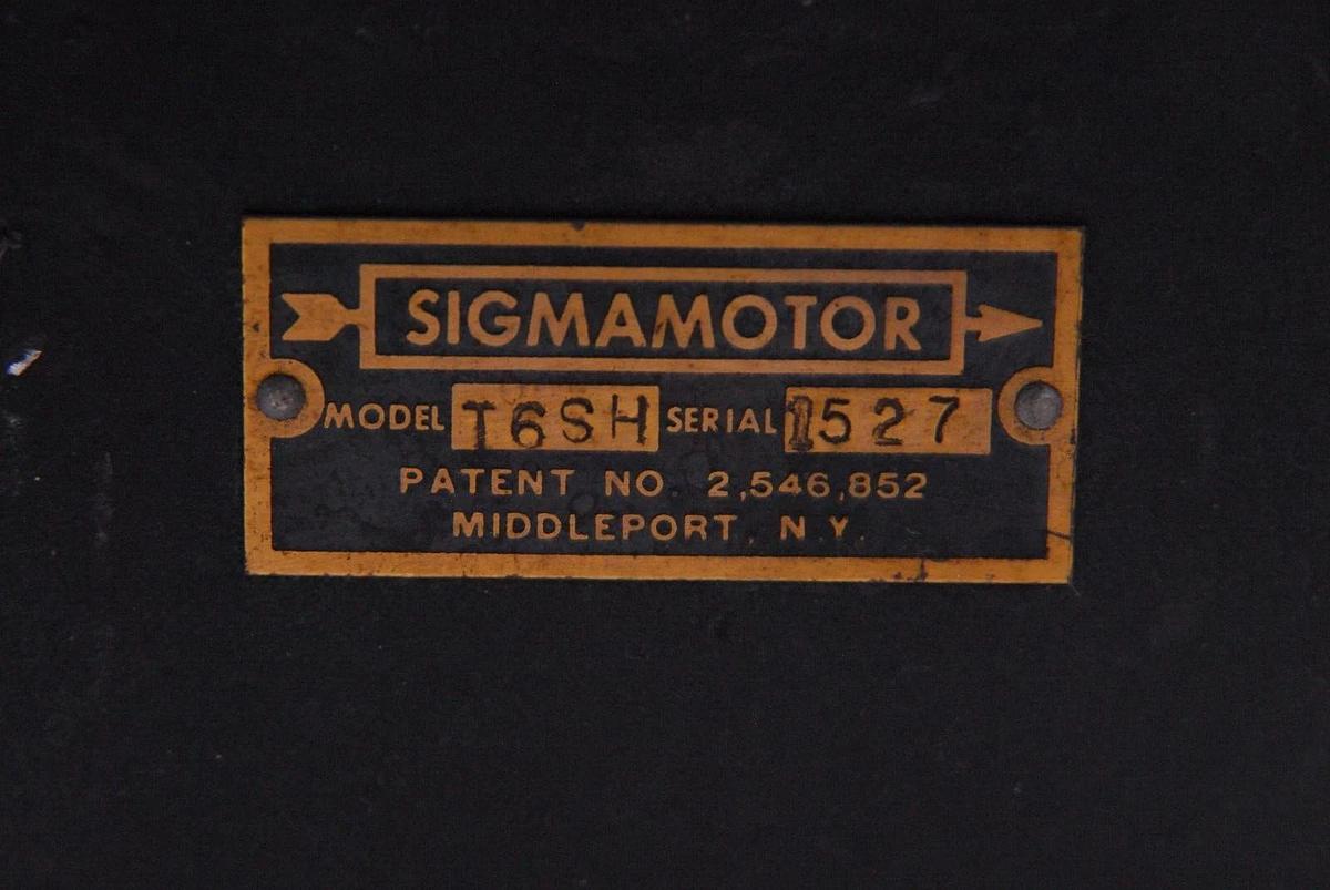 Used Sigmamotor T6SH Finger Pump W/ Zero-Max JK1 Drive, GE 5KH32KG651AX Motor - Works